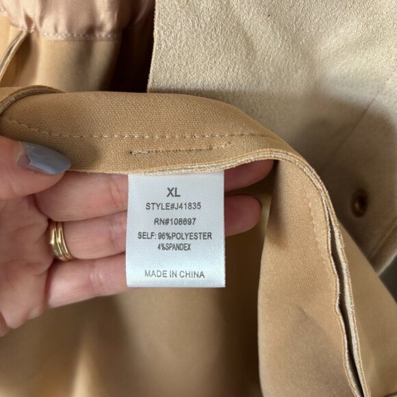 Alice Blue Faux Suede Beige Long Coat with Faux Fur Collar and Belt Womens XL - Picture 7 of 14